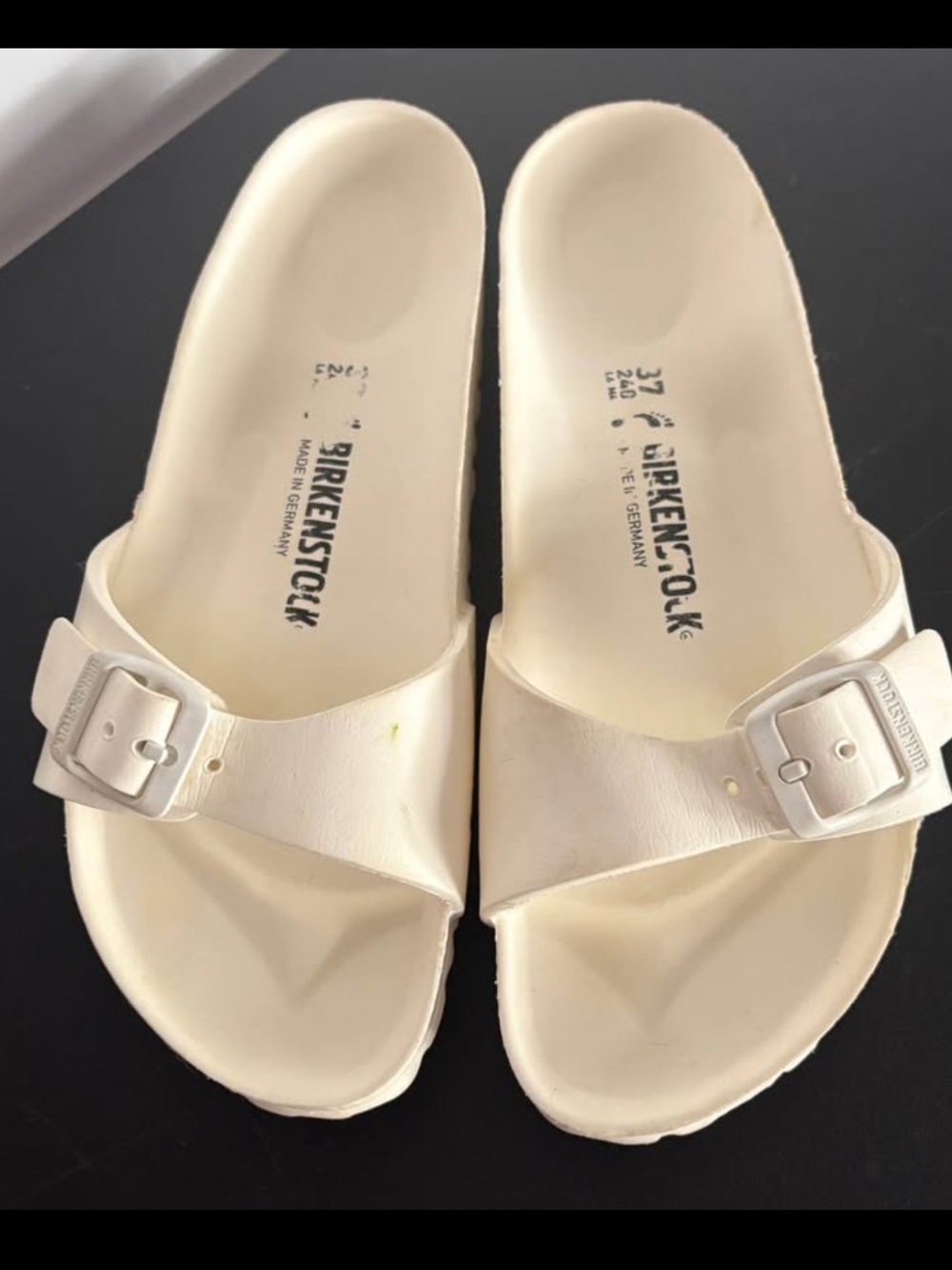 Birkenstock Cream Madrid Single Strap Slide Sandals